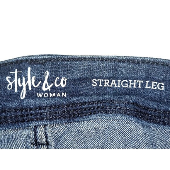 Style & Co Womens 22WP Blue Jeans Straight Leg Stretch Denim Pants Medium Wash - Picture 4 of 9